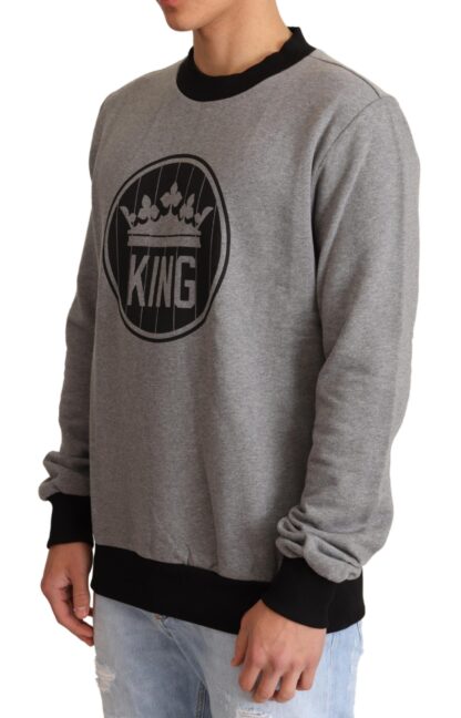 Dolce & Gabbana - Elegant Gray Crown Motif Crewneck Sweater