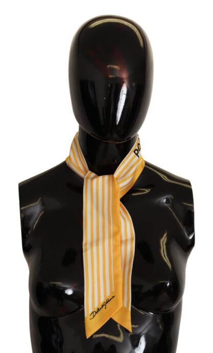 Dolce & Gabbana - Silk Striped Foulard Scarf with Portocervo Print