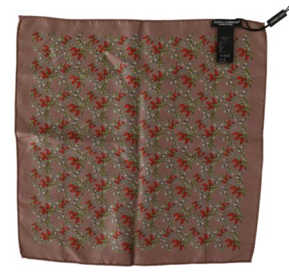 Dolce & Gabbana - Elegant Brown Silk Pocket Square with Carrot Print