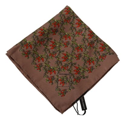 Dolce & Gabbana - Elegant Brown Silk Pocket Square with Carrot Print