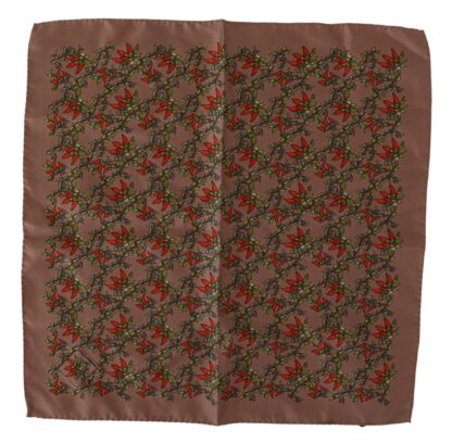 Dolce & Gabbana - Elegant Brown Silk Pocket Square with Carrot Print