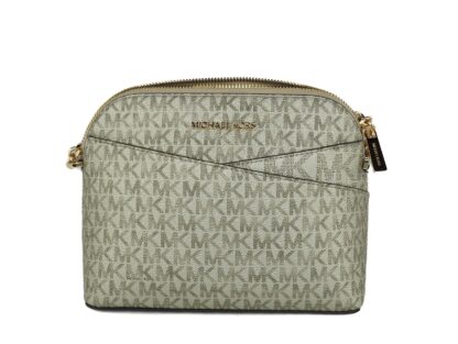 Michael Kors - Jet Set Travel Medium Leather X Cross Dome Crossbody Handbag (Pale Gold Signature/Gold)