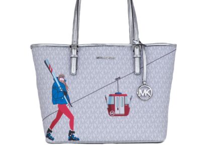 Michael Kors - Jet Set Girls Print Medium Signature PVC Carryall Shoulder Tote Handbag (Bright White Multi)