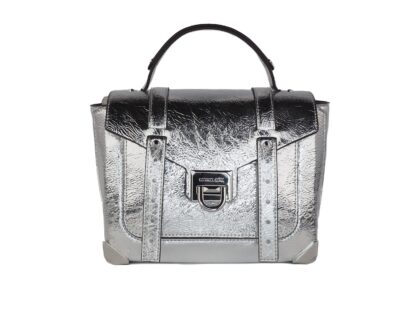 Michael Kors - Manhattan Medium Leather Top Handle School Satchel Crossbody Handbag (Silver)