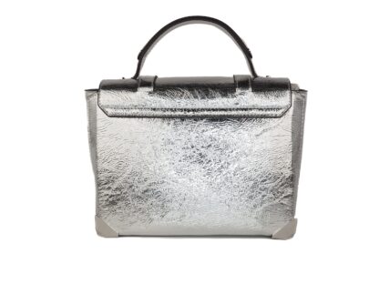 Michael Kors - Manhattan Medium Leather Top Handle School Satchel Crossbody Handbag (Silver)