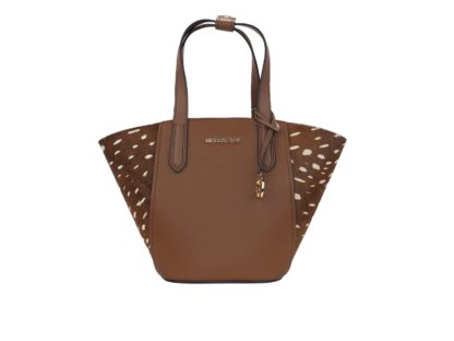 Michael Kors - Portia Small Pebbled Leather and Haircalf Tote Handbag (Brown Multi)