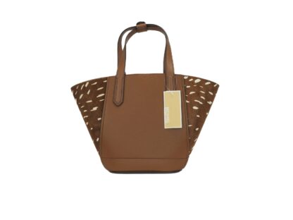 Michael Kors - Portia Small Pebbled Leather and Haircalf Tote Handbag (Brown Multi)