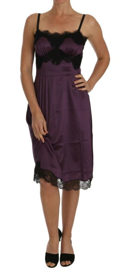 Dolce & Gabbana - Elegant Purple Silk Lace Chemise Dress