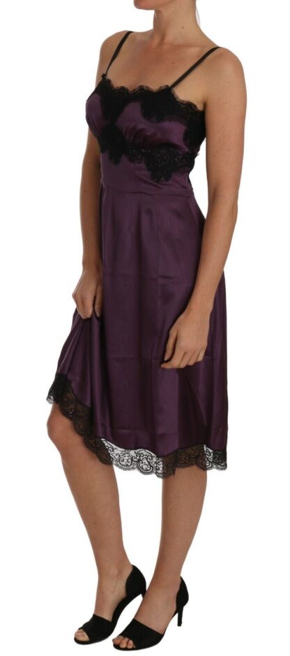 Dolce & Gabbana - Elegant Purple Silk Lace Chemise Dress