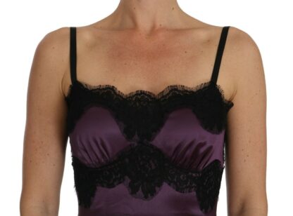 Dolce & Gabbana - Elegant Purple Silk Lace Chemise Dress