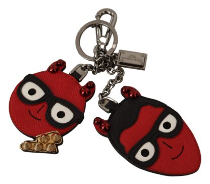 Dolce & Gabbana - Elegant Red Leather & Brass Designer Keyring