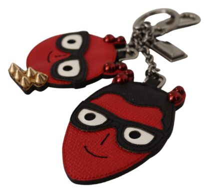 Dolce & Gabbana - Elegant Red Leather & Brass Designer Keyring