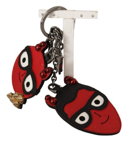 Dolce & Gabbana - Elegant Red Leather & Brass Designer Keyring