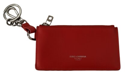 Dolce & Gabbana - Elegant Leather Keychain in Vibrant Red