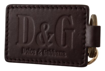 Dolce & Gabbana - Elegant Unisex Leather Keyring with Gold Detail