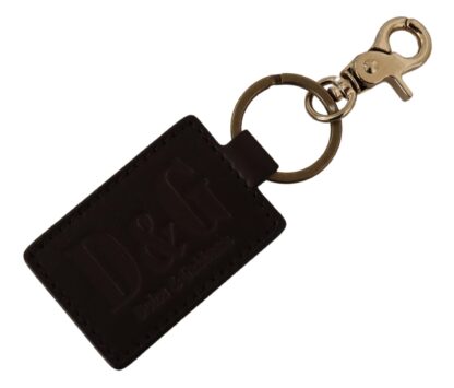 Dolce & Gabbana - Elegant Unisex Leather Keyring with Gold Detail