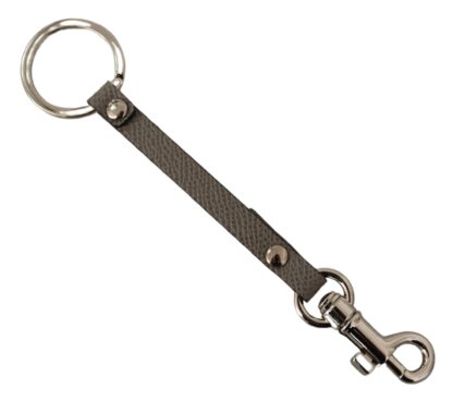 Dolce & Gabbana - Elegant Gray Leather Keyring with Silver Accents