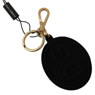 Dolce & Gabbana - Chic Black Rubber & Brass Logo Keychain