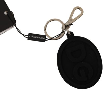 Dolce & Gabbana - Chic Black Rubber & Brass Logo Keychain