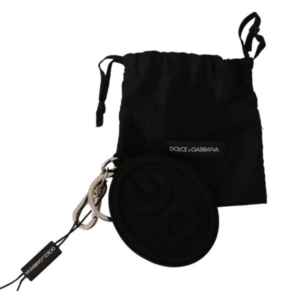 Dolce & Gabbana - Chic Black Rubber & Brass Logo Keychain