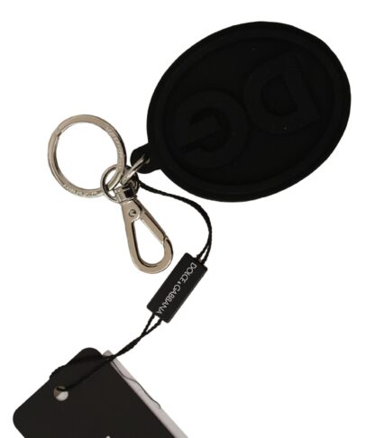 Dolce & Gabbana - Chic Black Rubber & Brass Logo Keychain