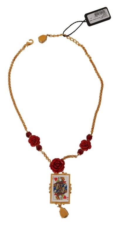 Dolce & Gabbana - Gold Tone Charm Necklace with Crystal Pendant