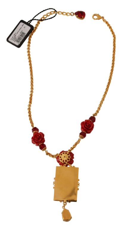 Dolce & Gabbana - Gold Tone Charm Necklace with Crystal Pendant