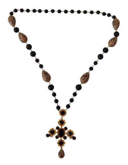 Dolce & Gabbana - Elegant Charm Cross Necklace with Crystal Details