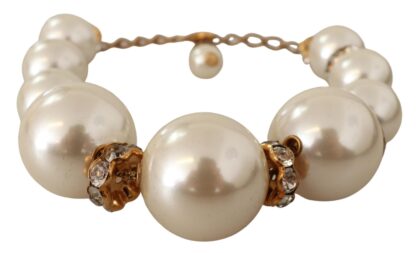 Dolce & Gabbana - Elegant Gold-Tone Faux Pearl Charm Necklace