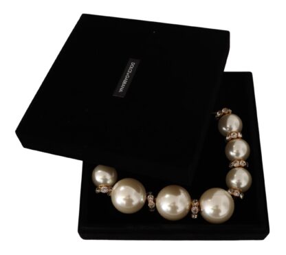 Dolce & Gabbana - Elegant Gold-Tone Faux Pearl Charm Necklace