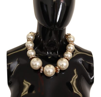 Dolce & Gabbana - Elegant Gold-Tone Faux Pearl Charm Necklace