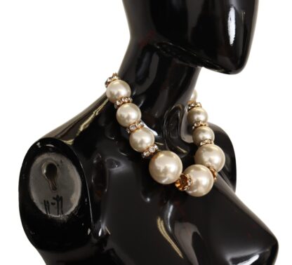 Dolce & Gabbana - Elegant Gold-Tone Faux Pearl Charm Necklace