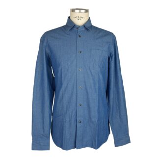 Jeckerson - Elegant Blue Cotton Long-Sleeve Men's Shirt