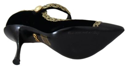 Dolce & Gabbana - Elegant Gold-Embroidered Black Velvet Pumps