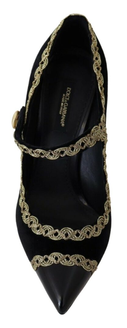 Dolce & Gabbana - Elegant Gold-Embroidered Black Velvet Pumps