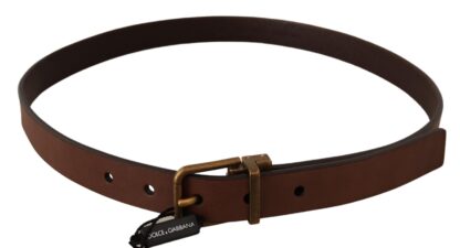 Dolce & Gabbana - Elegant Brown Leather Belt with Gold Buckle