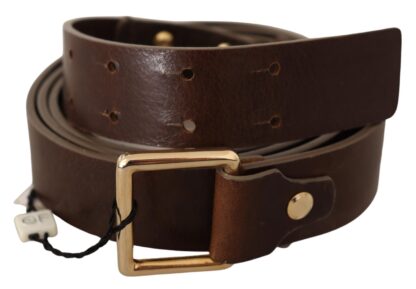 GF Ferre - Elegant Leather Fashion Belt with Gold Buckle