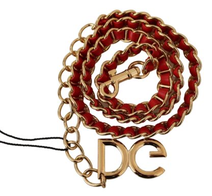 Dolce & Gabbana - Elegant Red Leather Belt with Gold Tone DG Logo