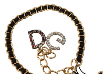 Dolce & Gabbana - Elegant Black Leather Crystal-Embellished Belt