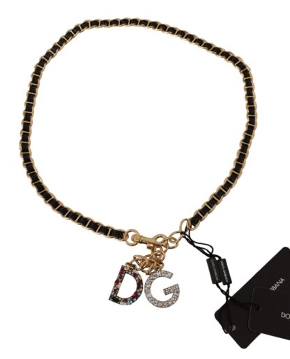 Dolce & Gabbana - Elegant Black Leather Crystal-Embellished Belt