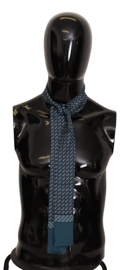 Dolce & Gabbana - Elegant Blue Silk Fringed Men's Scarf