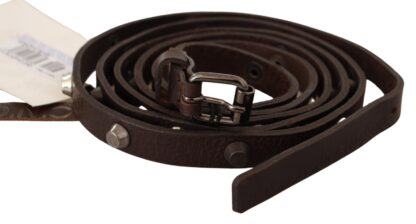 Costume National - Chic Brown Leather Fashion Belt with Silver Buckle