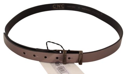 Costume National - Chic Pink Metallic Leather Belt with Bronze Buckle