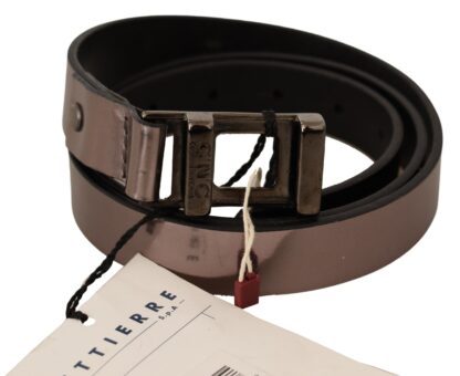 Costume National - Chic Pink Metallic Leather Belt with Bronze Buckle