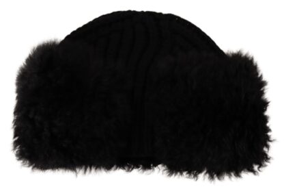 Dolce & Gabbana - Elegant Black Cashmere Alpaca Fur Beanie