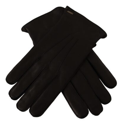 Dolce & Gabbana - Elegant Black Leather Winter Gloves