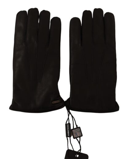 Dolce & Gabbana - Elegant Black Leather Winter Gloves