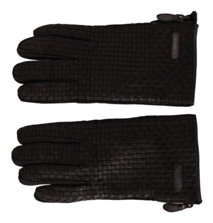 Dolce & Gabbana - Sleek Black Leather Cashmere-Lined Gloves