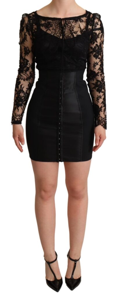 Dolce & Gabbana - Elegant Black Lace Mini-Dress Delight