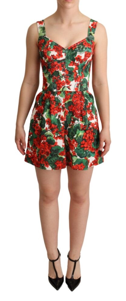 Dolce & Gabbana - Chic Red Geranium Print Sleeveless Jumpsuit